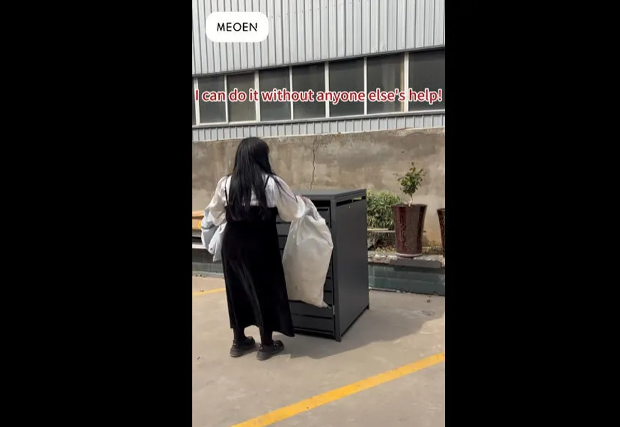 Cubo de basura elegante con almacenamiento, para tirar basura con una sola mano