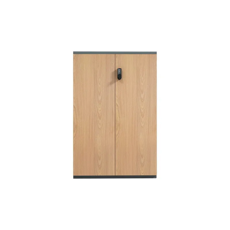 Archivador Bajo de Acero de 1090 mm con Doble Puerta, Cerradura Electrónica y Transferencia de Veta de Madera