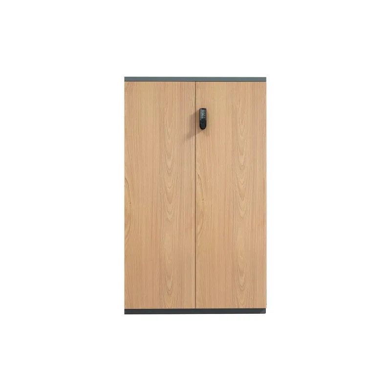 Archivador bajo de acero con cerradura electrónica, de dos puertas, con transferencia de veta de madera, 1450 mm